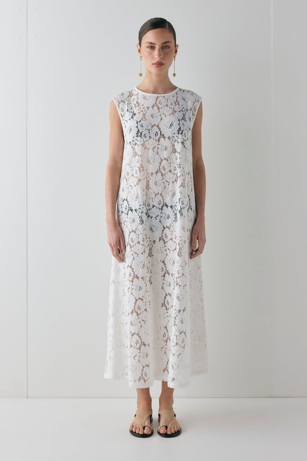 Maya Lace Midi Dress White | VRG GRL near me