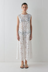 Maya Lace Midi Dress White | VRG GRL near me