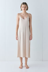 Carrie Midi Slip Dress Nude | VRG GRL near me