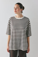 Willow Tee Charcoal Stripe | VRG GRL on sale
