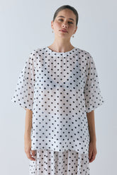 Esther Sheer Top White Polka Dot | VRG GRL US