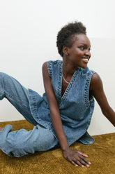 Muni Denim Tunic Top Blue | VRG GRL on sale