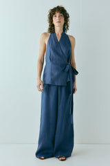 Prue Linen Top Navy | VRG GRL for sale