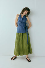 Prue Linen Top Navy | VRG GRL for sale