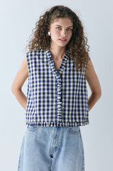 Phoebe Vest Top Navy Check | VRG GRL near me