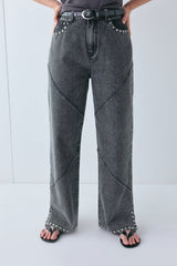 Pia High Rise Denim Jeans Washed Grey | VRG GRL online