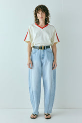 Nyra High Rise Barrel Denim Jeans Light Blue | VRG GRL discount