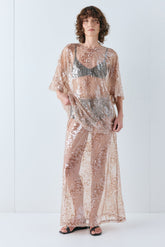 Vilma Sequin Maxi Skirt Bronze | VRG GRL US