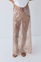 Vilma Sequin Maxi Skirt Bronze | VRG GRL US