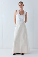 Eve Denim Midi Skirt Cream | VRG GRL on sale