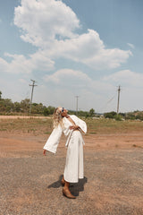 Eve Denim Midi Skirt Cream | VRG GRL on sale