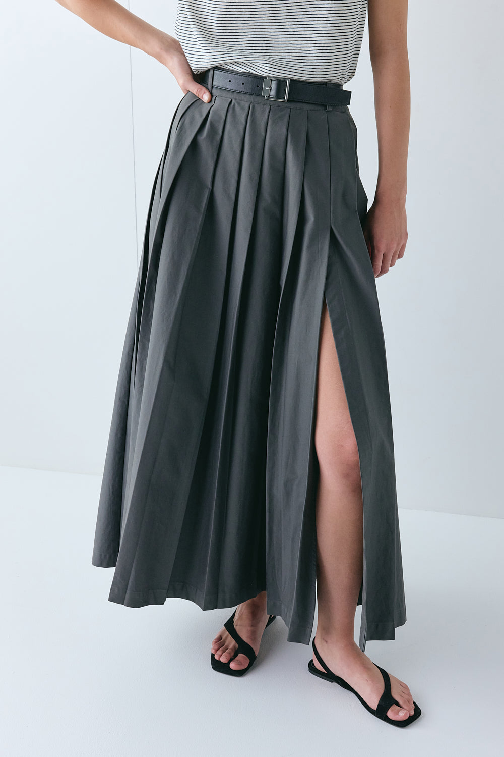 Delphi Maxi Skirt Charcoal | VRG GRL sale