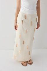 Devyn Linen Midi Skirt Cream | VRG GRL near me
