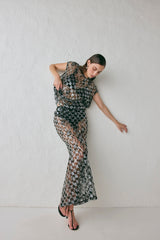 Devyn Sequin Midi Skirt Black | VRG GRL on sale