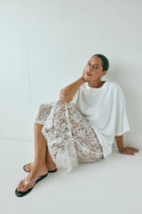 Devyn Sequin Midi Skirt White | VRG GRL US