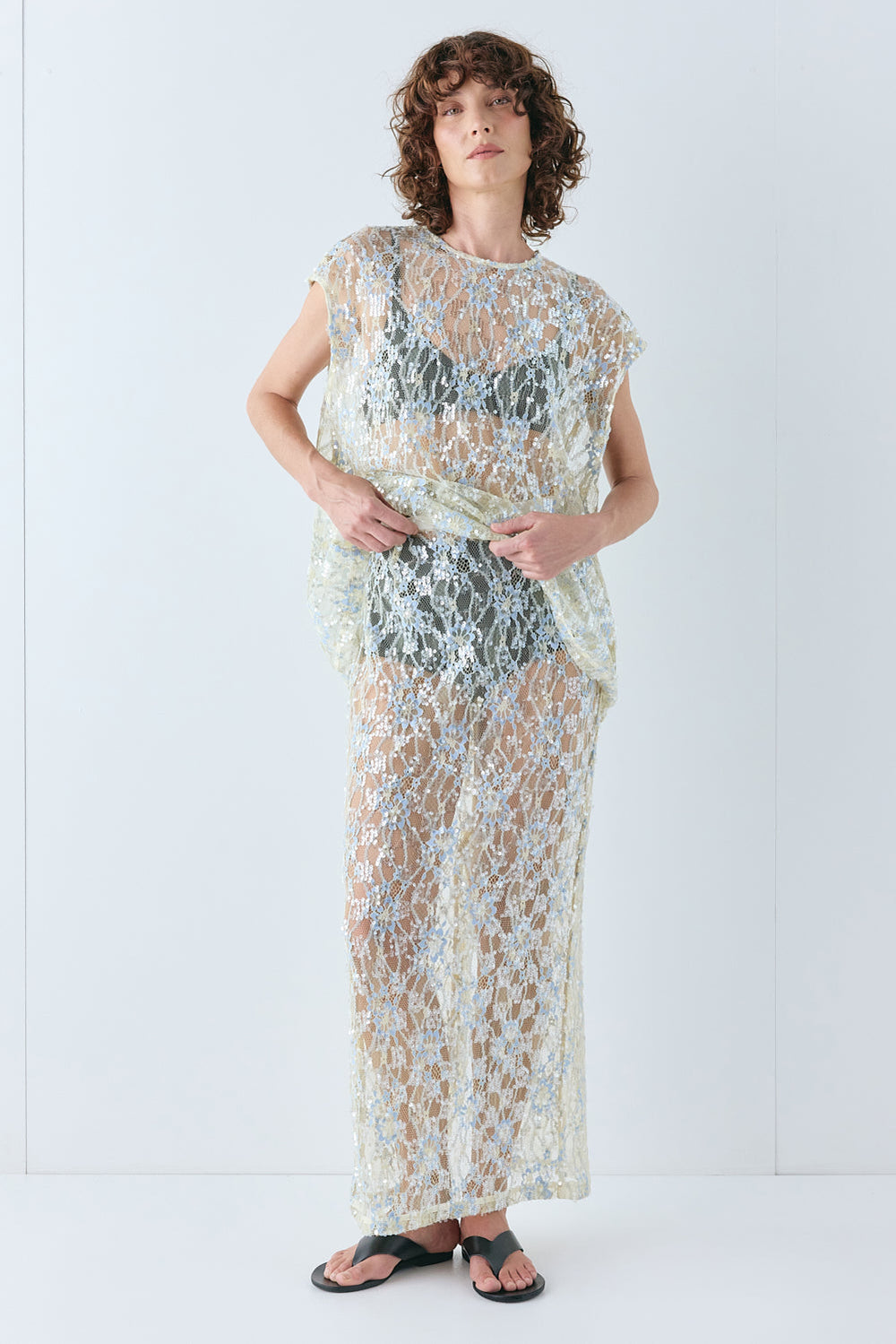 Devyn Sequin Midi Skirt Lace | VRG GRL discount