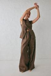 Raya Linen Pants Chocolate | VRG GRL sale