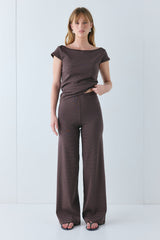 Macy Pants Brown Stripe | VRG GRL on sale