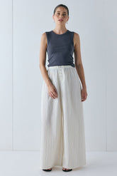 Drew Pants Cream Stripe | VRG GRL US