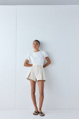Mira Denim Shorts Cream | VRG GRL online