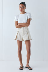 Mira Denim Shorts Cream | VRG GRL online