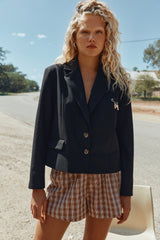 Helena Shorts Brown Check | VRG GRL for sale