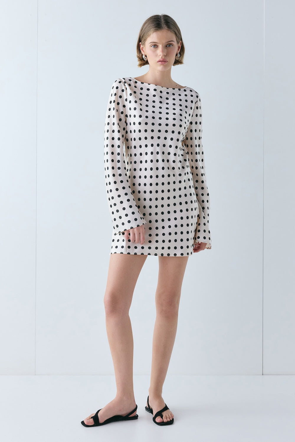 Paris Satin Mini Dress Polka Dot | VRG GRL US