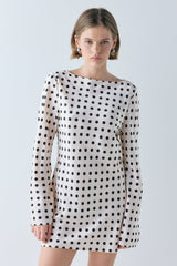 Paris Satin Mini Dress Polka Dot | VRG GRL US