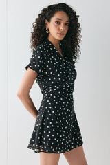 Salma Wrap Mini Dress Polka Dot | VRG GRL online