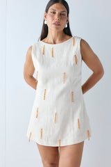 Anisa Linen Mini Dress Cream | VRG GRL discount