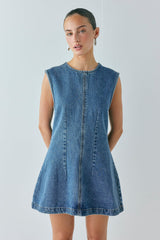 Lolita Denim Mini Dress Blue | VRG GRL US
