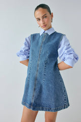 Lolita Denim Mini Dress Blue | VRG GRL US