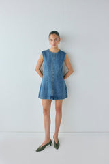 Lolita Denim Mini Dress Blue | VRG GRL US