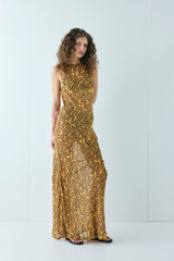 Cecelia Sheer Maxi Dress Leopard | VRG GRL online