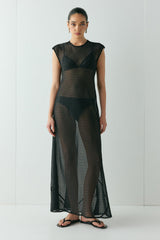 Grace Sheer Maxi Dress Black | VRG GRL sale