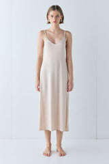 Carrie Midi Slip Dress Nude | VRG GRL for sale