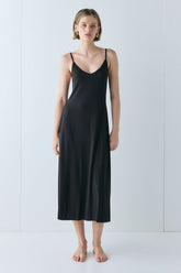 Carrie Midi Slip Dress Black | VRG GRL on sale