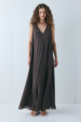 Maeve Maxi Dress Chocolate Polka Dot | VRG GRL US