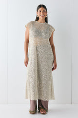 Sabre Sequin Midi Dress Oat | VRG GRL online