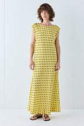 Martina Maxi Dress Yellow Polka Dot | VRG GRL online