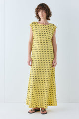 Martina Maxi Dress Yellow Polka Dot | VRG GRL online