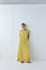 Martina Maxi Dress Yellow Polka Dot | VRG GRL online