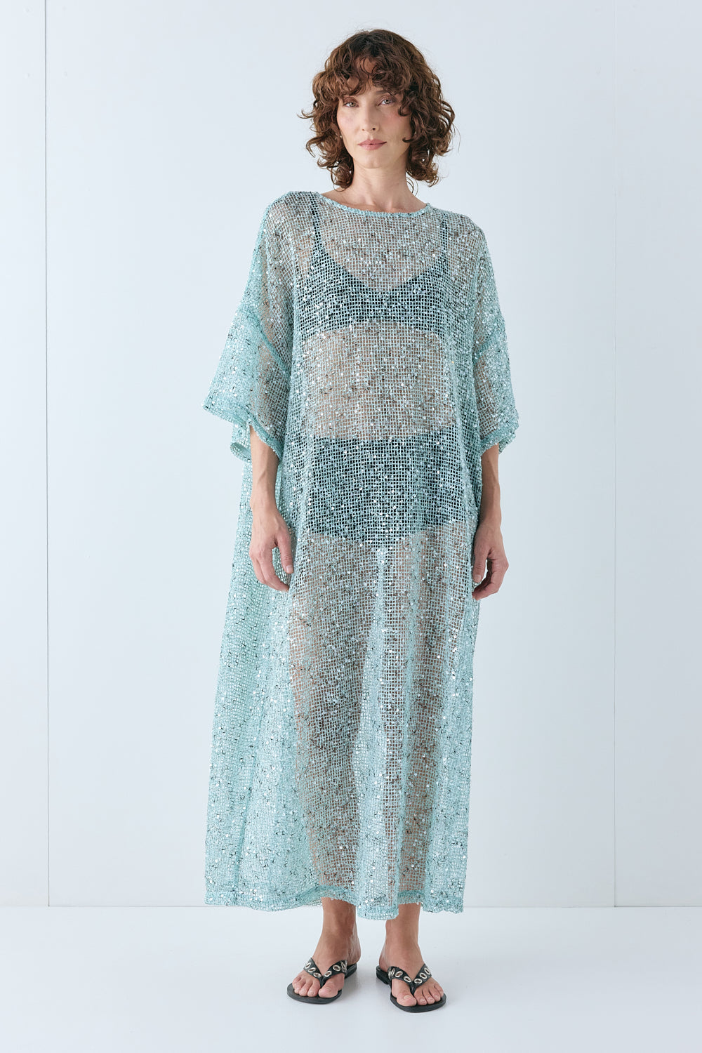 Ivette Sequin Midi Dress Aqua | VRG GRL discount