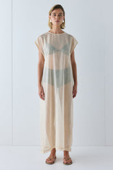 Nara Sheer Maxi Dress Ecru | VRG GRL sale