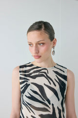 Francesca Sheer Maxi Dress Zebra | VRG GRL for sale