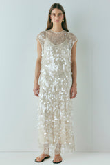 Astrid Sequin Maxi Dress Cream | VRG GRL on sale