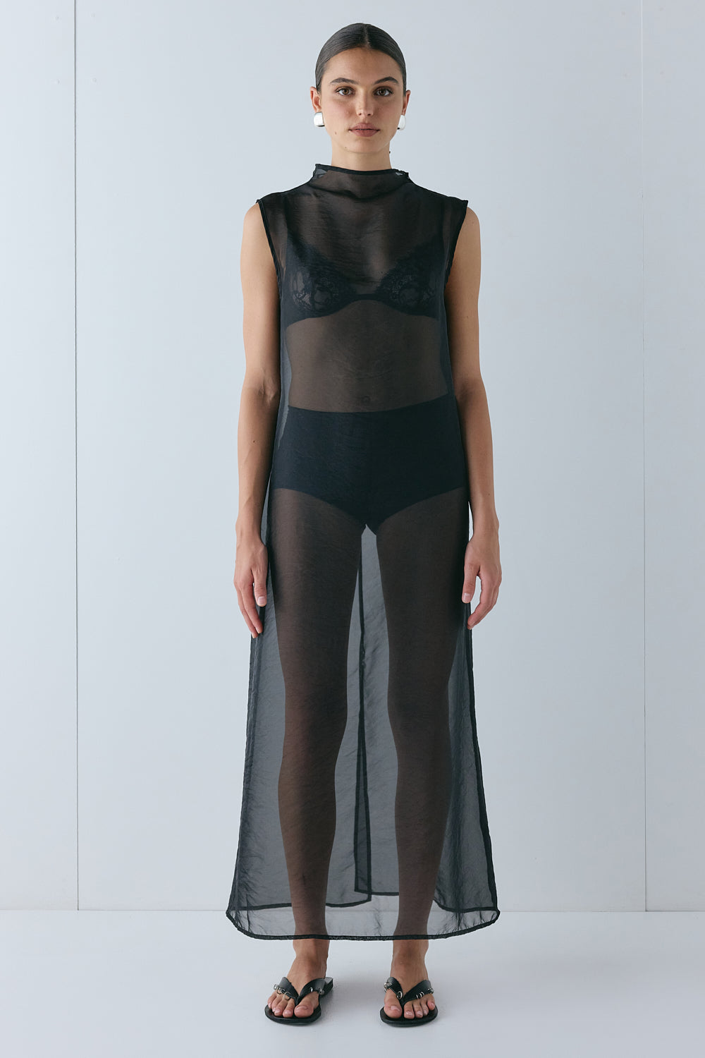 Serena Sheer Maxi Dress Black | VRG GRL near me