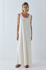 Cate Smock Maxi Dress Cream Check | VRG GRL sale