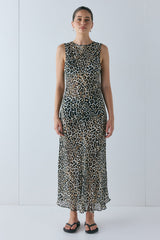 Francesca Sheer Maxi Dress Leopard | VRG GRL online