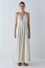 August Maxi Dress Cream Stripe | VRG GRL sale